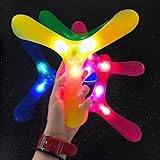 Aswcowy 3 pcs LED Boomerang Australian Style Maneuver Dart Outdoor Sports Equipment The Best Flying Toy for Children Frisbees Saucer Plastic Clover Spin LED Light Outdoor Toy