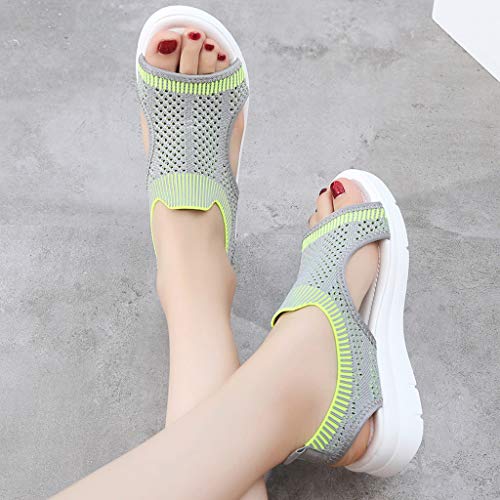 Sandals for Women,Ladies Mesh Platform Wedges Thick Summer Flip Flop Roman Casual Flock Lightweight Walking Shoes