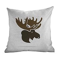 Matt Flowe Modern Pillowcase Moose,Deer Head Canadian Sacred Northern Wilderness Mammals Hunting Graphic,Army Green Green Brown,Personalized Cushion Cover Pillowcase Square Pillow Cover 16"x16"inch