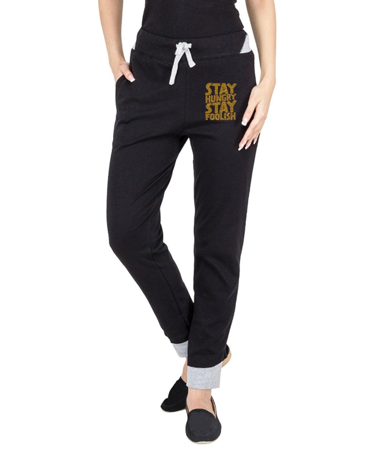 campus sutra womens printed track pant black