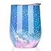 NEWBEA 12 oz Wine Tumbler with Lid, Double Wall Vacuum Insulated Stemless Glass, Stainless Steel Wine Cup Perfect for Wine, Coffee, Drinks, Champagne, Cocktails