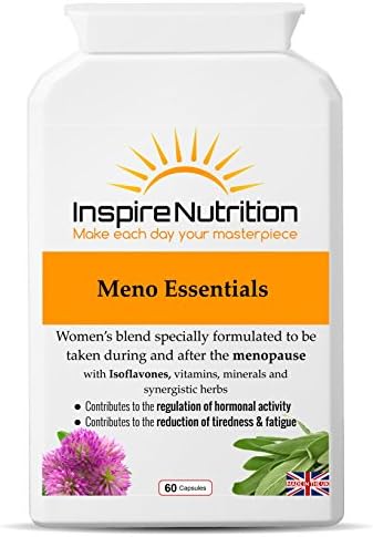 Meno Essentials - 60 Capsules - Herbal menopausal Support - Supports Difficult Monthly Cycles, Health and Vitality - 110% Money Back Guarantee
