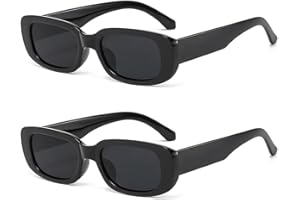 YooThink Rectangle Sunglasses for Women Men Small Narrow Square Frame UV400 Protection