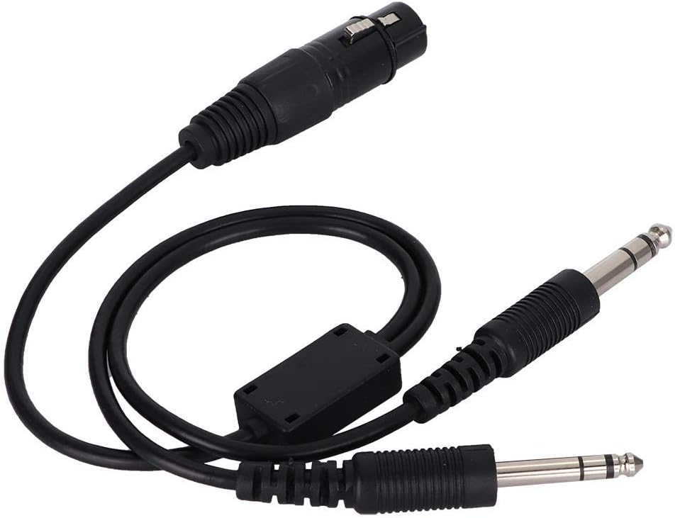 Kafuty Aviation Headset Adapter for Airbus XLR To GA Dual Plug 5 Pin Female Airbus XLR Connector to GA Twin Plugs Aviation Headphone Cable (Black)