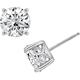 Amazon Essentials Yellow Gold Plated, Platinum or Rose Gold Plated Sterling Silver Infinite Elements Cubic Zirconia Stud Earrings | White, Blue, Green, or Pink Cubic Zirconia