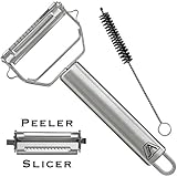 Julienne Vegetable Peeler/Cutter/Slicer - Stainless Steel Handle - Apple, Potato, Carrot, Zucchini, Cheese