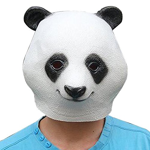 Novelty Cute Creepy Rubber Latex Strong Animal Face Head Mask Halloween Party Costume Decorations for Adult Men Women (Panda)