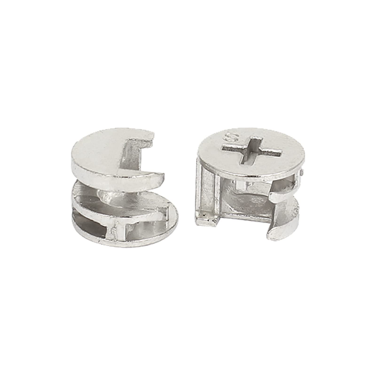 DTGN 15x11mm(DxH) Cam Lock Nut - 50Pack - Good for Wood Wardrobe Table Bookshelf - Furniture Cam Fittings Connectors W/Black Cover - Silver Tone