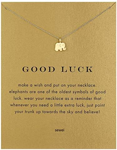 SEWEI Friendship Clover Necklace Unicorn Good Luck Elephant Cross Starfish Swan Necklace with Message Card Gift Card