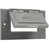 BELL 1-Gang Gray Horizontal GFCI Weatherproof Electrical Outlet Cover 5101-0, Outdoor Outlet Cover for Electrical Box, Scratch-Resistant Aluminum Weatherproof Cover
