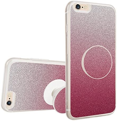 iPhone 6S Plus/6 Plus Bling Case, Fashion Shining Glitter TPU Rubber Protective Skid-proof Anti-Scratch Cover Case with Multifunction Pop Holder for Apple iPhone 6S Plus/6 Plus - Red