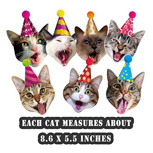 Cat Garland with Meow Balloons, Cat Birthday Party Decoration Kit, Funny Cat Bday Party Supplies