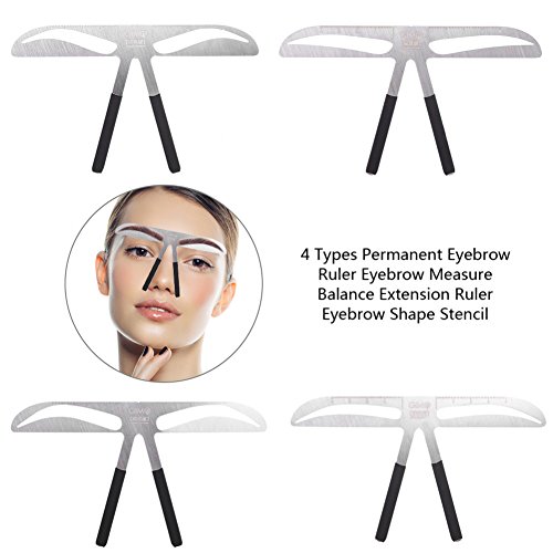 Eyebrow Ruler, Permanent Tattoo Eyebrow Measure Balance Extension Three-point positioning design Ruler Shape Stencil Stainless Steel Makeup Tool(European Style Eyebrow)