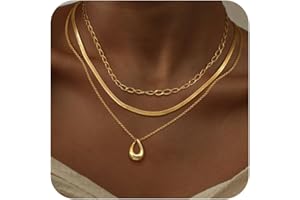 NECOCY Christmas Gift 14k Gold/Silver Plated Layered Gold Necklaces for Women, 3Pcs Dainty Herringbone Choker Set, Trendy Stack Simple Chain Layering Pendant Jewelry