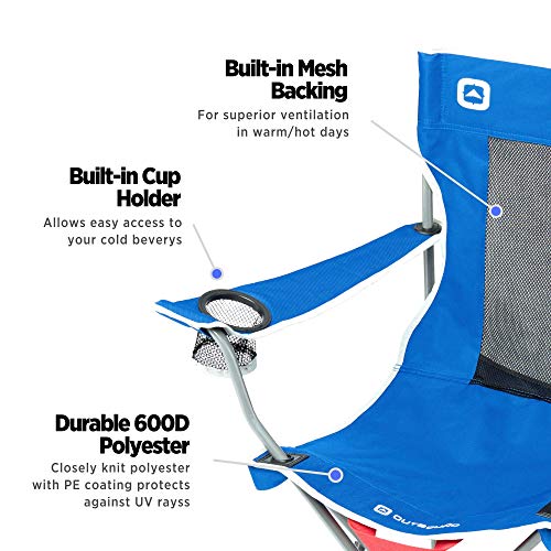Outbound Camping Chair Portable Foldable Mesh Back Quad Chair with