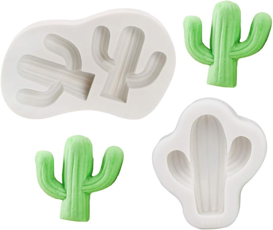 2PCS Cactus Succulents Silicone Fondant Mould Sugar Paste Cake Cupcake Design Mat Silicone Mould for Cake Decorating Cupcakes Sugarcraft Candies【New Version】
