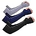 Novawo Women's Solid Wool Fingerless Arm Warmers Gloves with Thumb Hole(3 Pack)