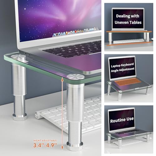 2 Pack Computer Monitor Riser with Height Adjustable Multi Media Desktop Stand for Flat Screen LCD LED TV, Laptop/Notebook/Xbox One