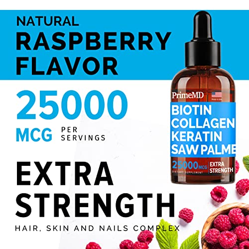 (2 pack) Liquid Biotin Collagen Keratin Saw Palmetto 25000mcg Drops 4