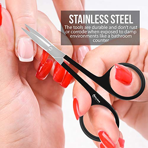Nylea 9pcs Precision Tweezers & Nail Clippers Set [Stainless Steel] Pedicure Scissors, Toenails Cuticle Cutter Clipper Fingernails Grooming Kit for Men & Women Eyebrows Facial Hair [Free Leather Case] - Thumbnail 3