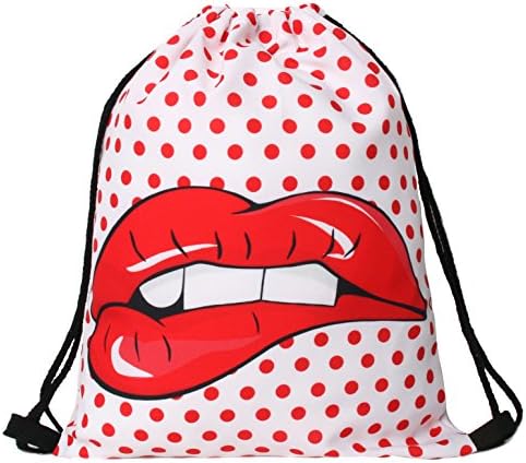 Men's Women's Print Shoulder Drawstring Bag Backpack String Bags School Rucksack Gym Handbag (animals,foods)15"x11" (DB-82)
