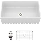 Logmey 33 Inch White Farmhouse Sink Fireclay Reversible | 33"x18"x10" Apron Front Farmer Kitchen Sink Undermount Ceramic Porcelain Large Basin Barn Farm Sinks