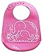 modern-twist Bucket-Bib Silicone Baby Bib, No BPAs, Flexible, Dishwasher Safe Bib, Elephant Hugs, Bright Pink, Pack of 1