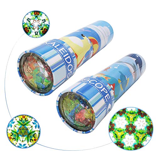 iKeelo Classic Tin Kaleidoscope, 2 Pack Kids Educational Kaleidoscope Toy with Metal Body, Birthday Gift for Boys and Girls