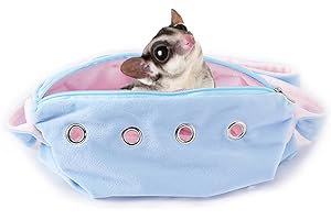 Meow&Woof Sugar Glider Bonding Pouch Small Pet Carrier Bag Sling with Strap Critter Cuddler for Gliders Ferret, Rat, Hedgehog, Hamster Outdoor-Blue