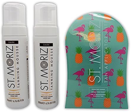 St Moriz Develop Tanning Mousse Dark 200ml x 2 + St Moriz Tan Applicator Mitt