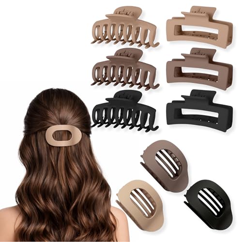 Marie Madeleine Women's Hair Clips, Set of 9 Brown Hair Clips, Hair Accessories for Girls and Teenagers, Large French Clips, Sturdy and Non-Slip (Set D)
