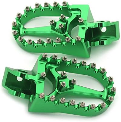 CNC Foot Pegs Pedals Rests Footpegs compatible with Kawasaki KX65 KX85 KX80 KX100 Motorcycle Dirt Bike Green