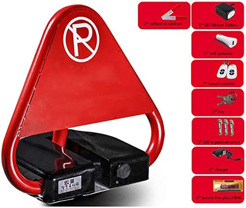 ZLLZM Parking Post Folding,Intelligent Remote Control Parking Barrier,Anti-Theft Parking Space Lock with Lithium Battery,Self-Inductor,2 Reflective Sticker,28.5 * 41Cm