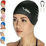 Premium Silicone Swim Cap for Men and Women Free Nose Clip and Ear Plug