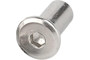 Yudesun Stainless Steel Lock Nuts - M6 M8 Internal Thread Hex Socket Barrel Nuts Flat Head Insert Nuts Cylindrical Rivnut for Wood Furniture