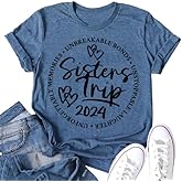 Aoswep Girl's Trip 2024 Letter Print Women Slogan T-Shirt