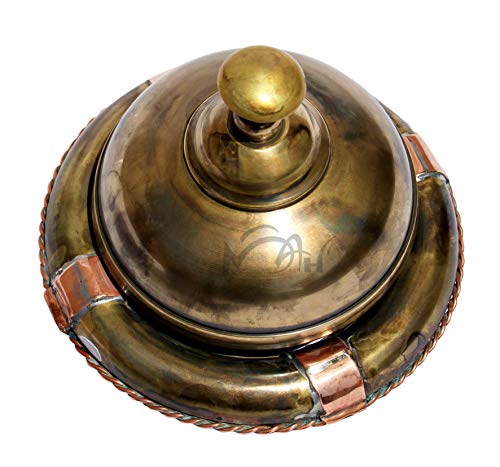 MAH Handcrafted Service Desk Bell Hotel Counter Bell Ornate Solid Brass Hotel Counter Bell Officer Call Bell (Victorian Style) C-3068