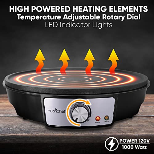 Electric Griddle Crepe Maker Cooktop Nonstick 12 Inch Aluminum Hot