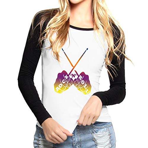 Rock N Roll Women Crew Neck Long Sleeve Tops Raglan T-Shirts
