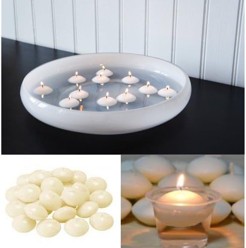 FAST WORLD SHOPPING Set 24 In Wax Candles Round Floating Candles White Tealights Light