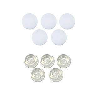 Strongest Wall Door Stop Set- 5 Pieces of White Soft Silicone Bumpers Wall Guard, Plus 5 Clear Rubber Door Stopper Knob Handle Protectors. (10 pcs).
