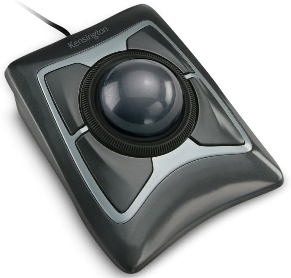 Kensington Expert Mouse Wired Trackball Grey 4 Buttons Ambidextrous Scroll Ring