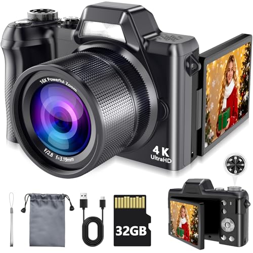 4K Digital Camera for Photography & Video, 56MP Vlogging Camera with 3