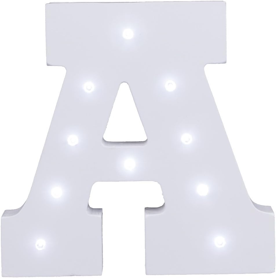 Dulcklane Decorative DIY LED Letter Lights Sign,Light Up Wooden Alphabet Letter Battery Operated Party Wedding Marquee Décor - Letter A
