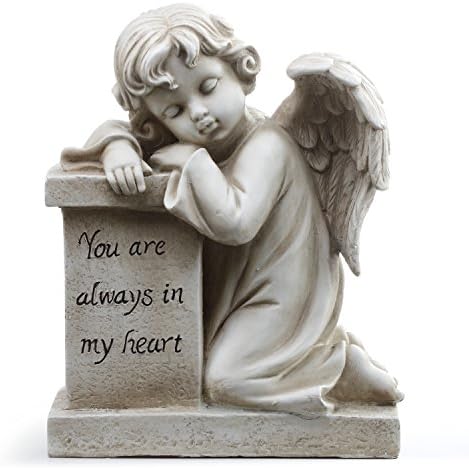 Napco 11295 Cherub Resting on Pedestal Backyard Statue, 10.5″