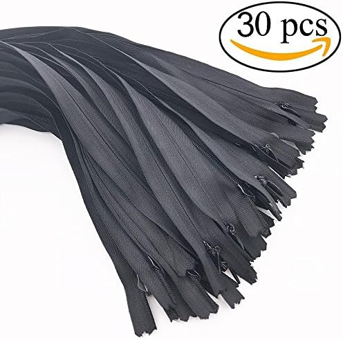 30pcs 12 inch(30 cm) Nylon Invisible Zippers Tailor Sewing Plastic Zip For DIY Sewing Crafts Crafter's Special Tools Garment Accessories Black Color(12inch black - 30pcs)