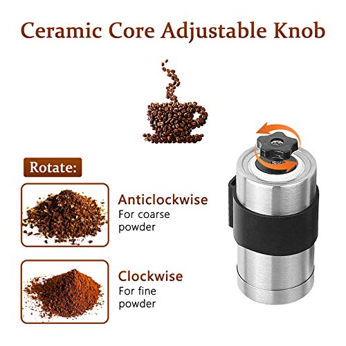 AVNICUD Manuelle Kaffeemühle, Keramik-Mühle mit einstellbarer Einstellung, tragbare Kaffeemühle aus gebürstetem… – Bild 6