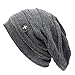 The Hat Depot Exclusive Unisex Horizontal Stripe Slouchy Beanie Cross Badge Lining Hat