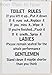Leonardo Unique Toilet Rules Novelty Hanging Bathroom White Plaque,Funny Wooden Sign for Wall or Door