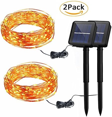 Magisor Solar String Lights 2 Pack 52ft 120 LEDs String Lights Waterproof Decorative Starry Lights for Indoor, Outdoor, Patio, Garden, Party, Christmas String Lights (Warm White)